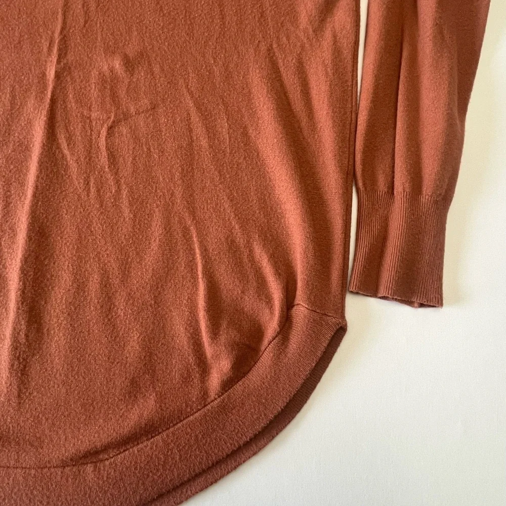 Rust V-Neck Sweater with Crisscross Detail